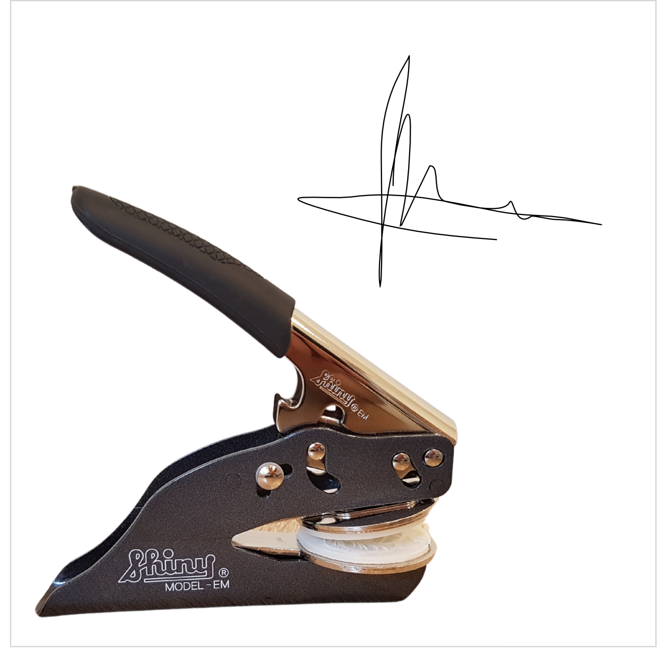 Timbre à sec personnalisé avec signature