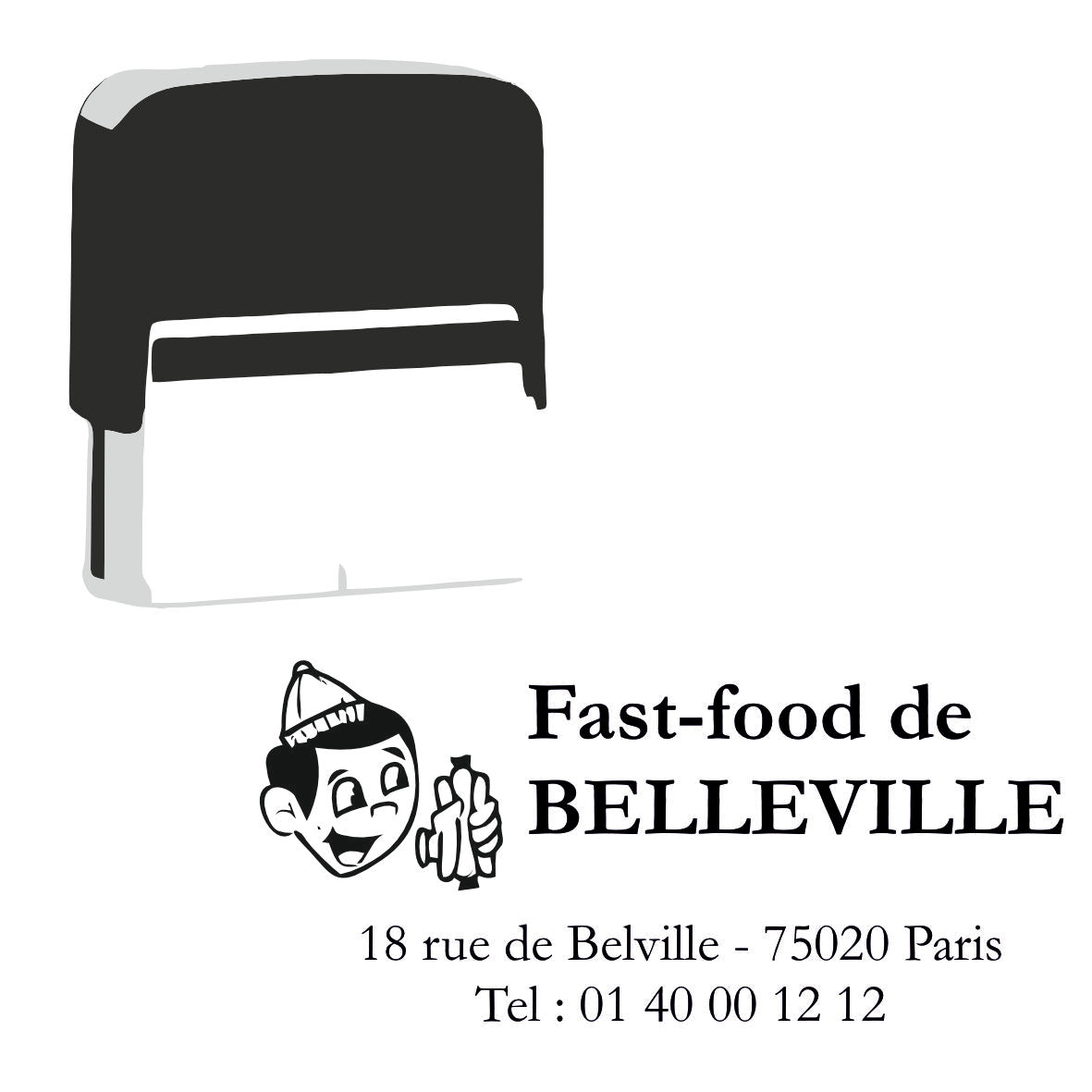 Tampon fast-food avec logo personnalisé 76 X 37 mm