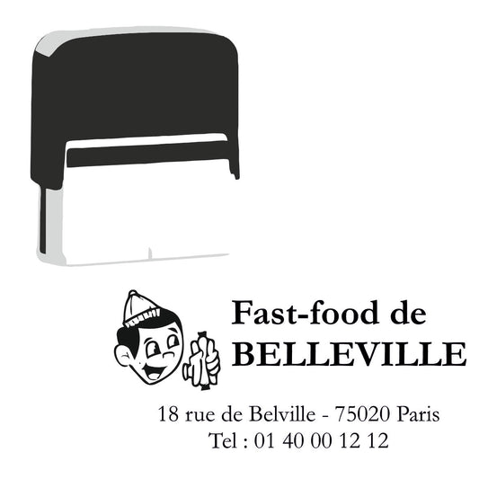 Tampon fast-food avec logo personnalisé 76 X 37 mm