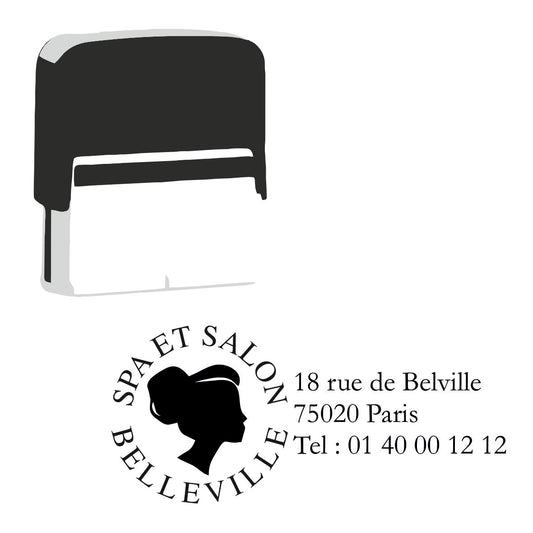 Tampon carte de visite pour spa et salon esthétique personnalisé avec logo 76 X 37 mm