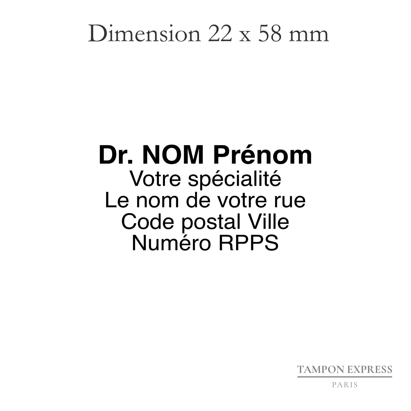 Tampon docteur et profession libérale personnalisé 22 X 58 mm