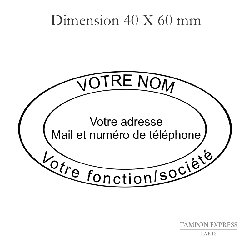 Tampon entreprise ovale 7 lignes 40 X 60 mm